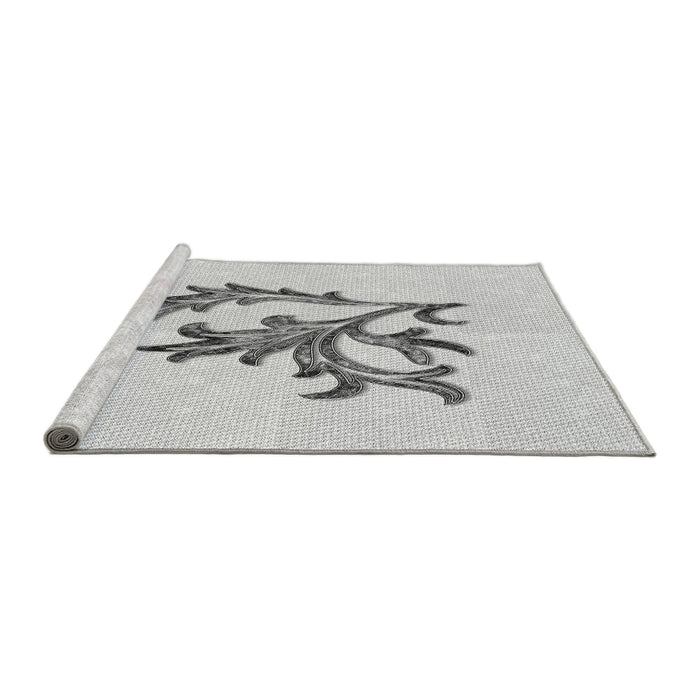 Sideview of Machine Washable Transitional Platinum Gray Rug, wshpat914gry