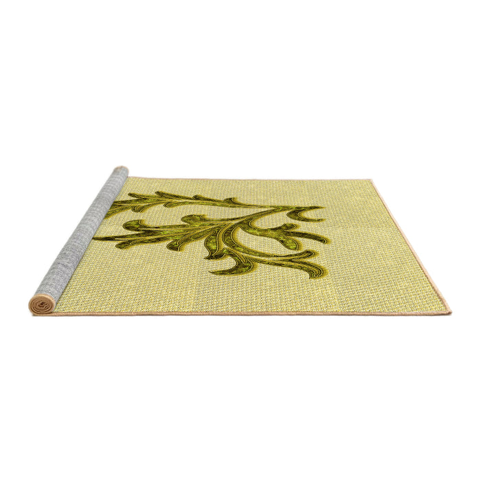 Sideview of Machine Washable Transitional Sun Yellow Rug, wshpat914yw