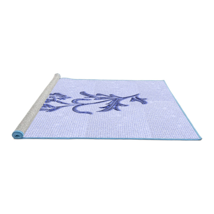 Sideview of Machine Washable Transitional Lavender Blue Rug, wshpat915blu