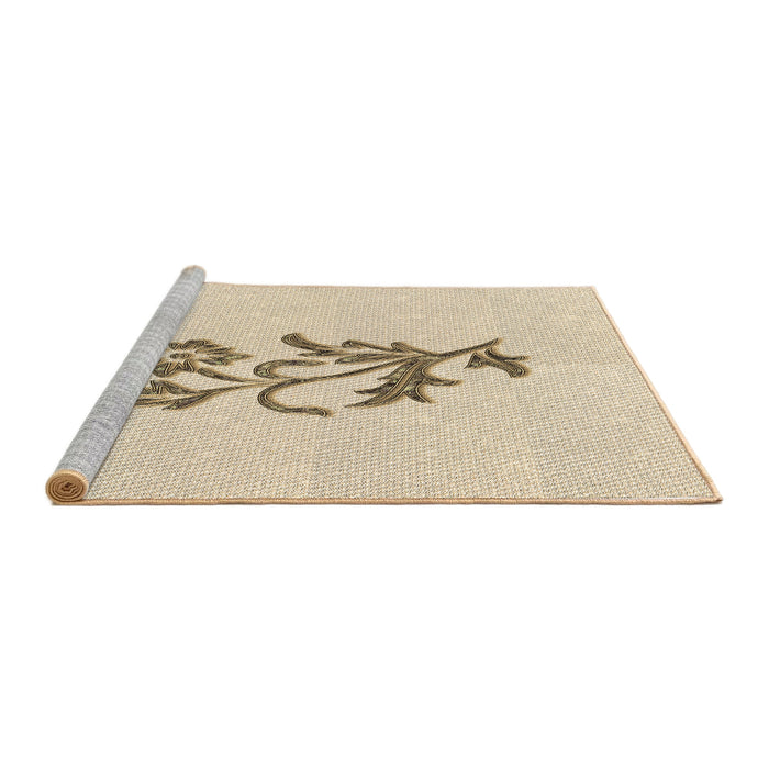 Sideview of Machine Washable Transitional Moccasin Beige Rug, wshpat915brn