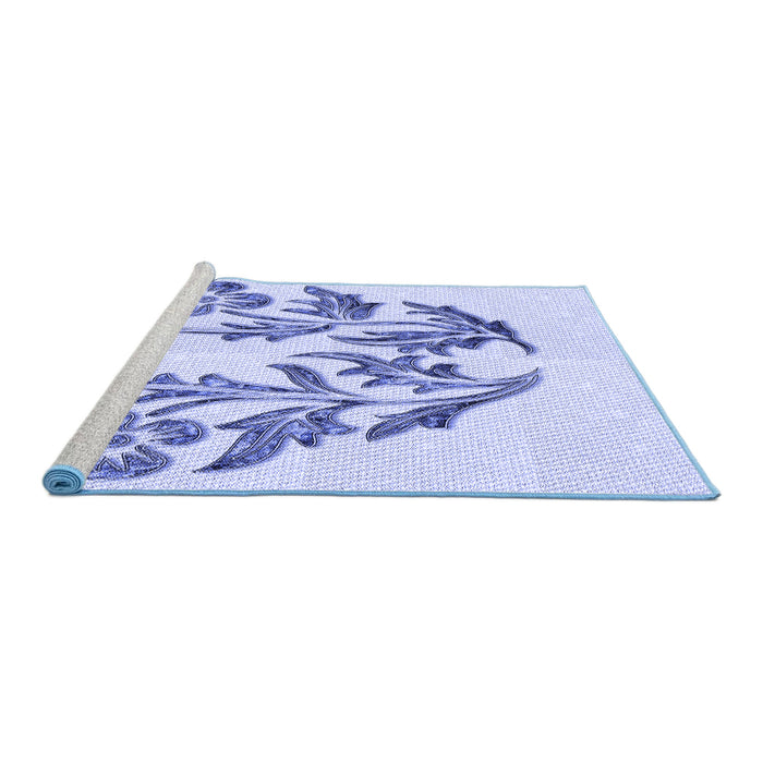 Sideview of Machine Washable Transitional Lavender Blue Rug, wshpat916blu