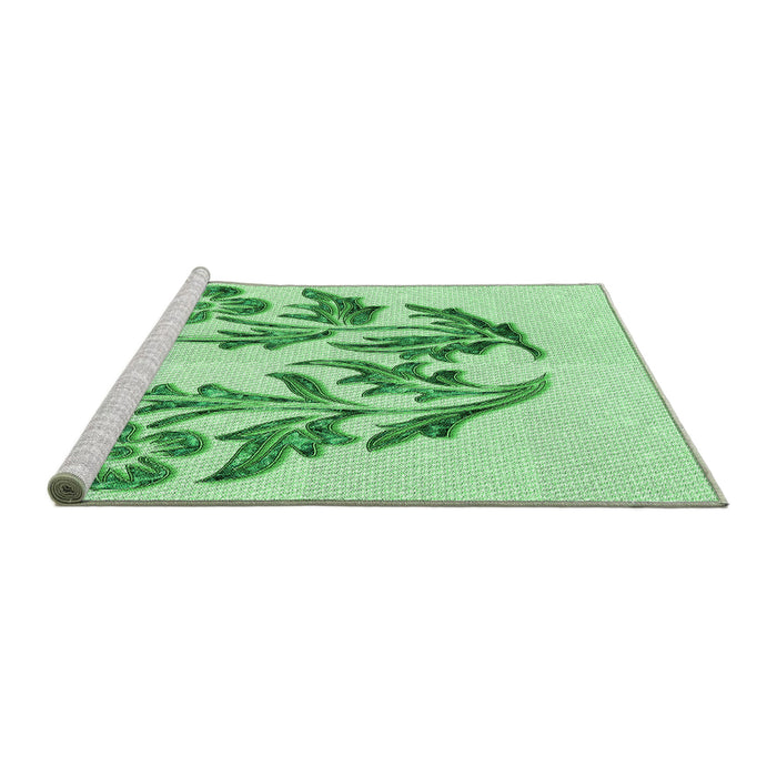 Sideview of Machine Washable Transitional Light Green Rug, wshpat916grn