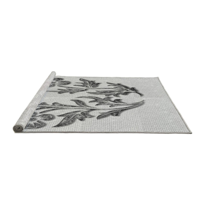 Sideview of Machine Washable Transitional Platinum Gray Rug, wshpat916gry