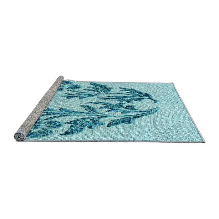 Sideview of Machine Washable Transitional Electric Blue Rug, wshpat916lblu