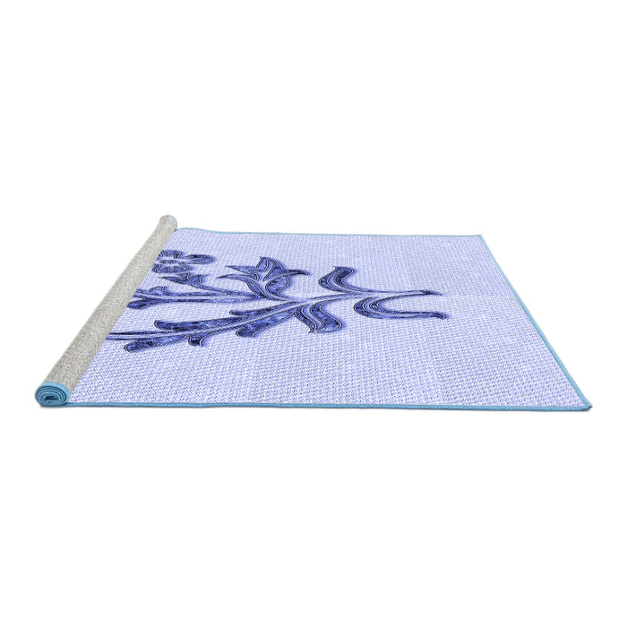 Sideview of Machine Washable Transitional Lavender Blue Rug, wshpat917blu