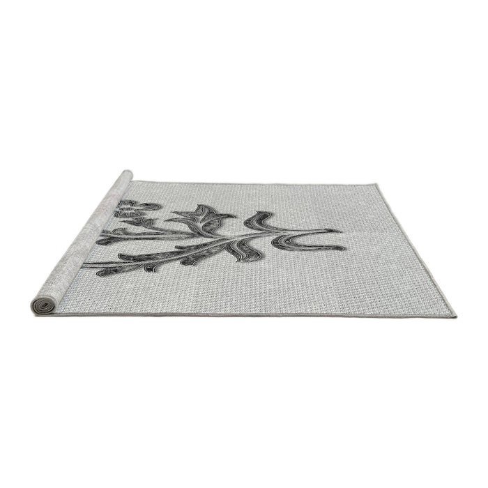 Sideview of Machine Washable Transitional Platinum Gray Rug, wshpat917gry