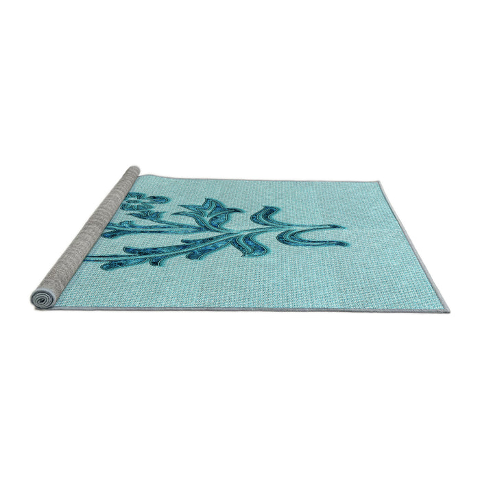 Sideview of Machine Washable Transitional Electric Blue Rug, wshpat917lblu