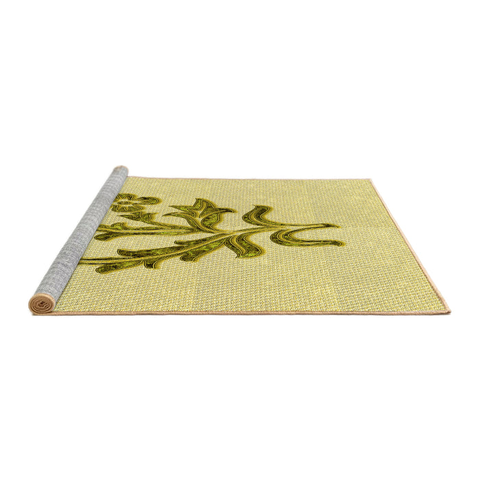 Sideview of Machine Washable Transitional Sun Yellow Rug, wshpat917yw