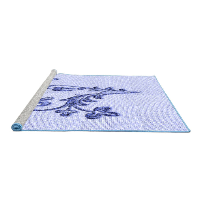 Sideview of Machine Washable Transitional Lavender Blue Rug, wshpat918blu