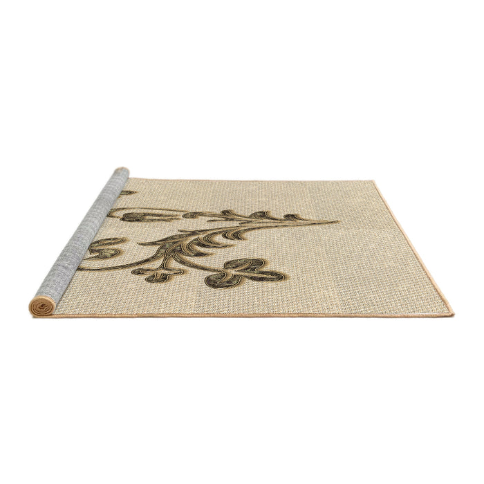 Sideview of Machine Washable Transitional Moccasin Beige Rug, wshpat918brn