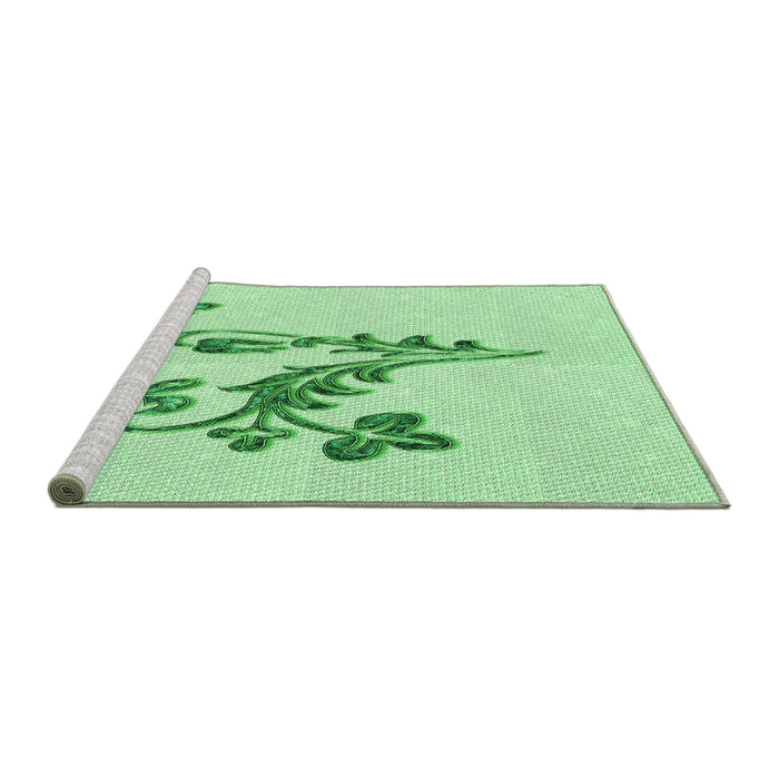 Sideview of Machine Washable Transitional Mint Green Rug, wshpat918grn