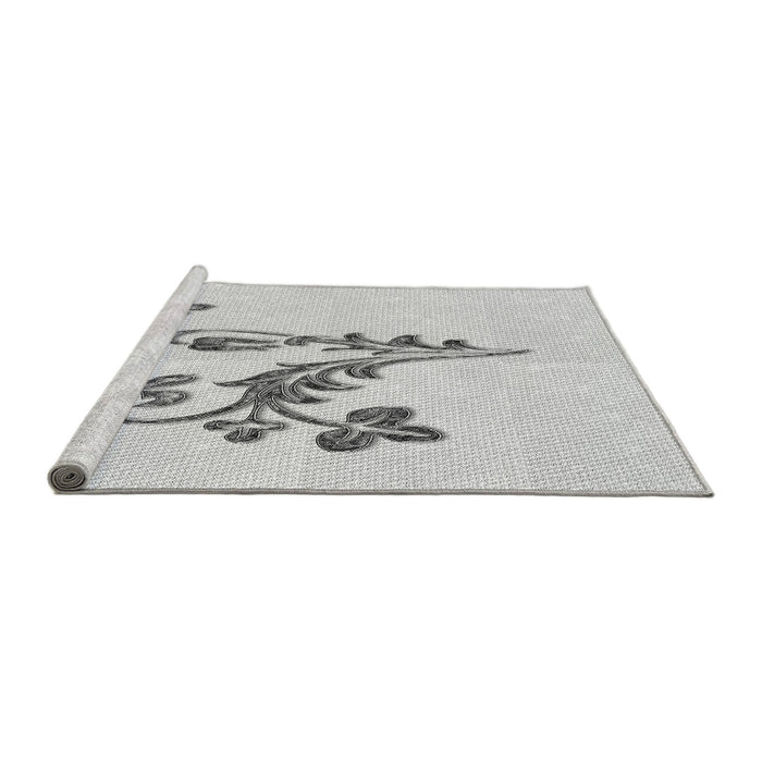Sideview of Machine Washable Transitional Platinum Gray Rug, wshpat918gry