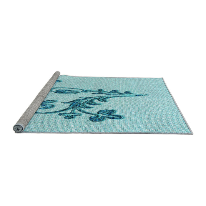 Sideview of Machine Washable Transitional Electric Blue Rug, wshpat918lblu