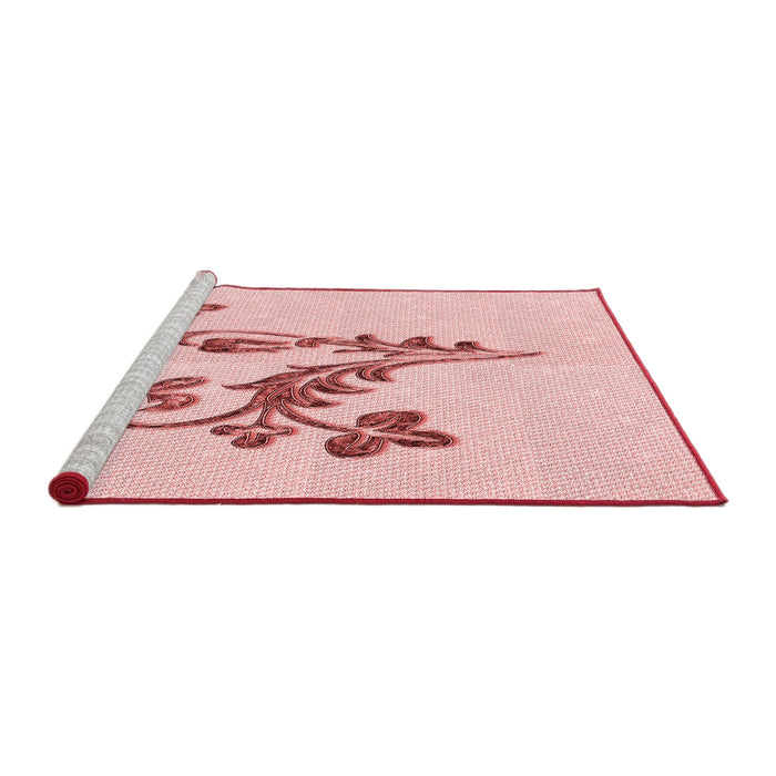 Sideview of Machine Washable Transitional Pastel Red Pink Rug, wshpat918rd