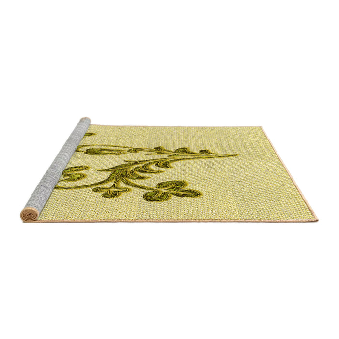 Sideview of Machine Washable Transitional Sun Yellow Rug, wshpat918yw