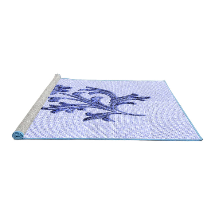 Sideview of Machine Washable Transitional Lavender Blue Rug, wshpat919blu