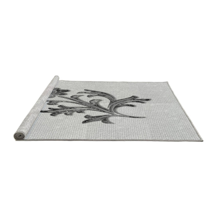 Sideview of Machine Washable Transitional Platinum Gray Rug, wshpat919gry