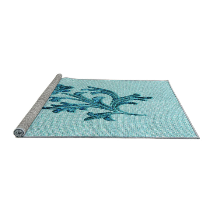 Sideview of Machine Washable Transitional Electric Blue Rug, wshpat919lblu