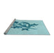 Sideview of Machine Washable Transitional Electric Blue Rug, wshpat919lblu