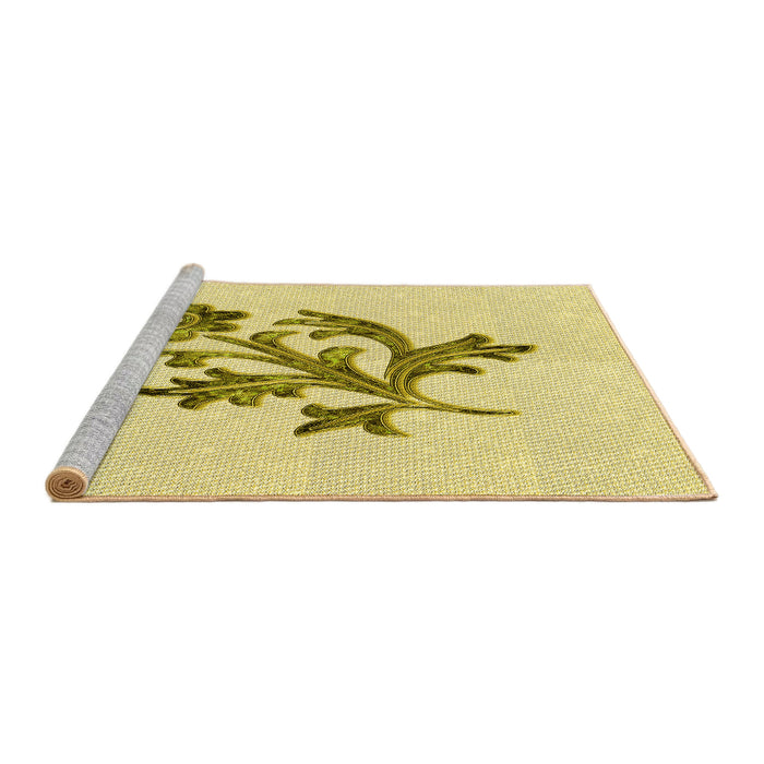 Sideview of Machine Washable Transitional Sun Yellow Rug, wshpat919yw