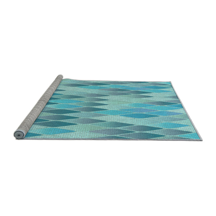 Sideview of Machine Washable Transitional Macaw Blue Green Rug, wshpat92lblu