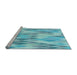 Sideview of Machine Washable Transitional Macaw Blue Green Rug, wshpat92lblu