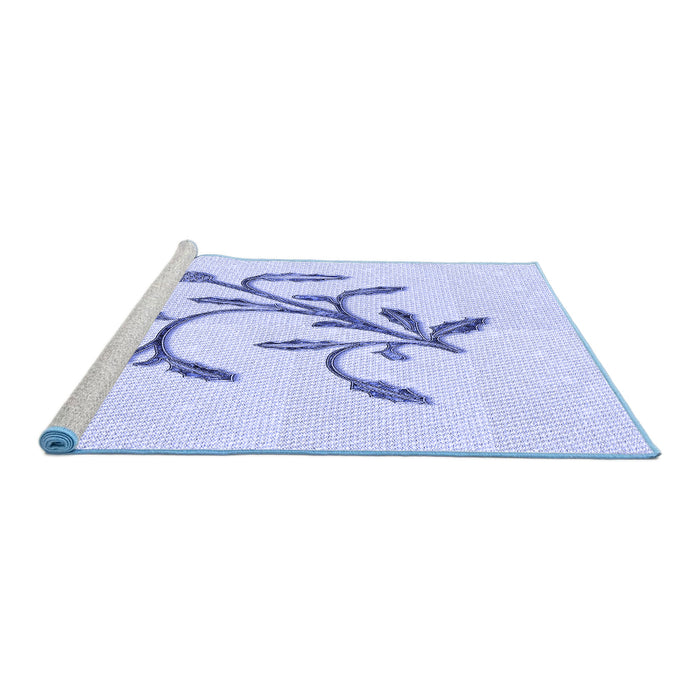 Sideview of Machine Washable Transitional Lavender Blue Rug, wshpat920blu