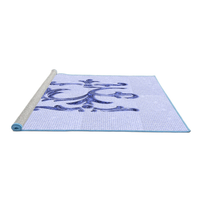 Sideview of Machine Washable Transitional Lavender Blue Rug, wshpat921blu