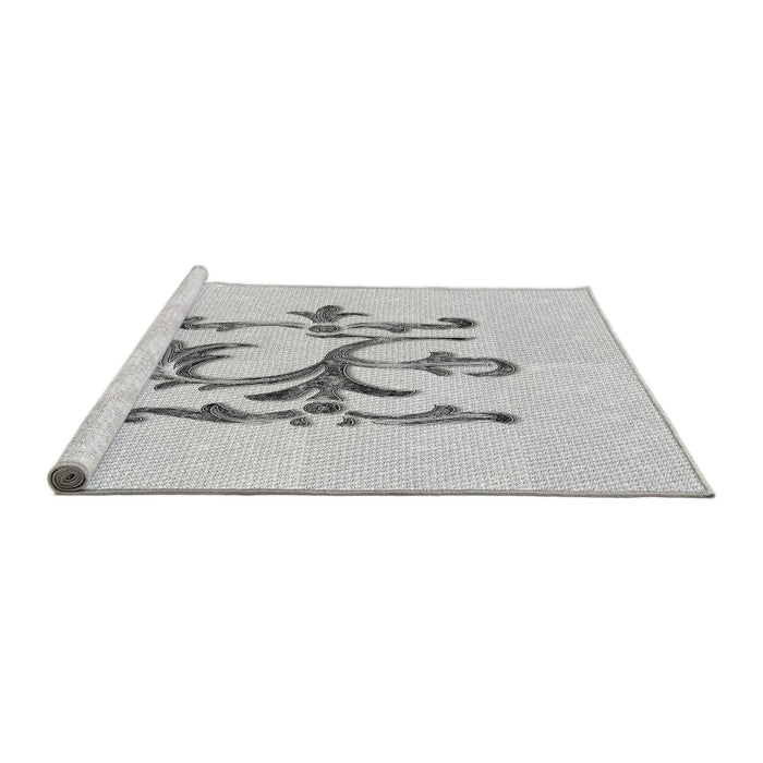 Sideview of Machine Washable Transitional Platinum Gray Rug, wshpat921gry