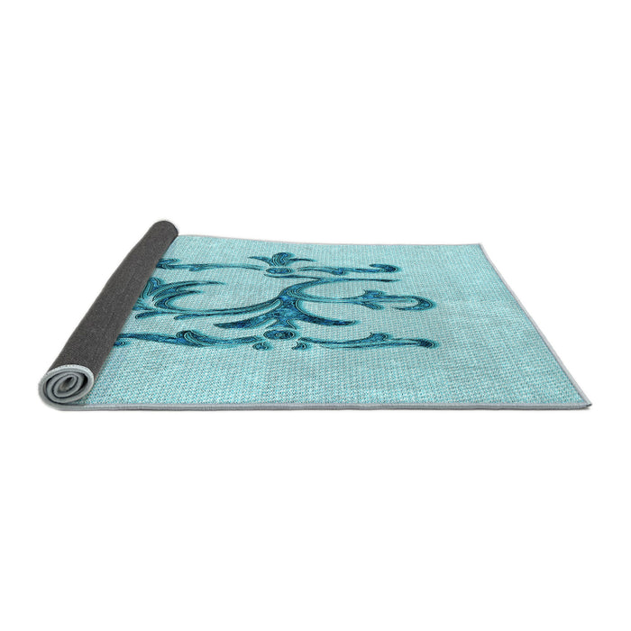 Thickness of Patterned Electric Blue Rug, pat921lblu