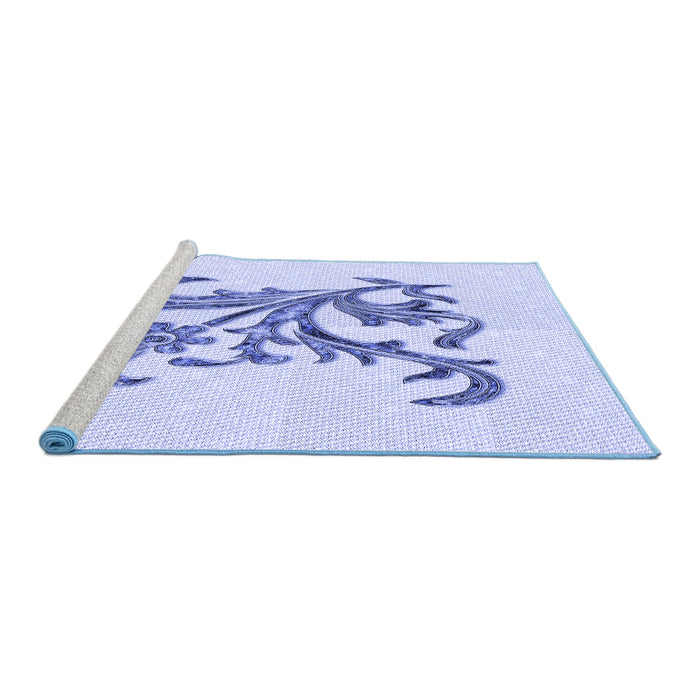Sideview of Machine Washable Transitional Lavender Blue Rug, wshpat922blu