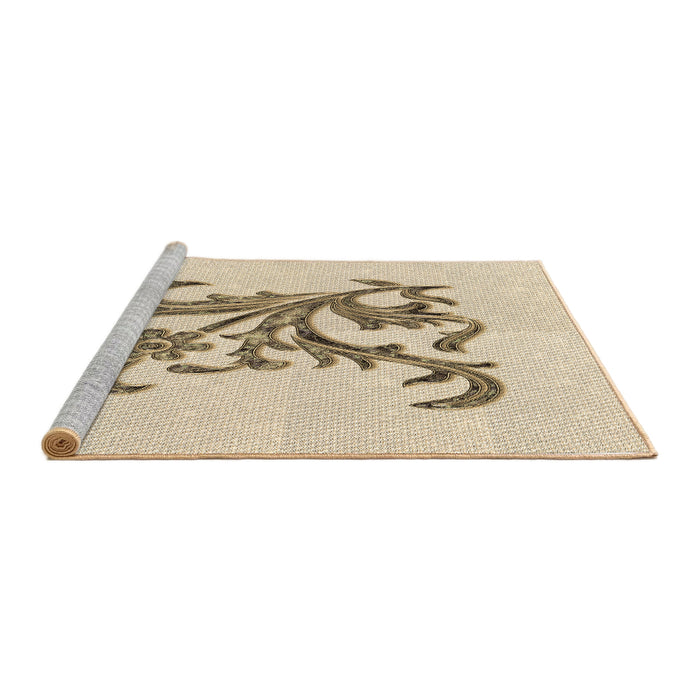 Sideview of Machine Washable Transitional Vanilla Gold Rug, wshpat922brn