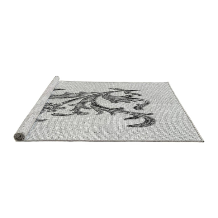 Sideview of Machine Washable Transitional Platinum Gray Rug, wshpat922gry