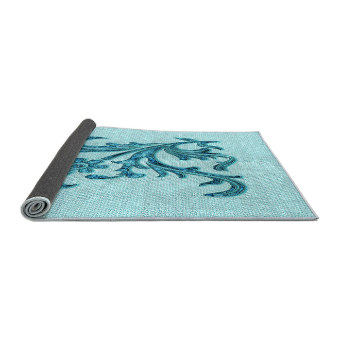 Thickness of Patterned Electric Blue Rug, pat922lblu