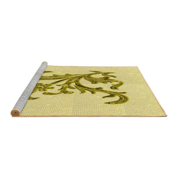 Sideview of Machine Washable Transitional Sun Yellow Rug, wshpat922yw