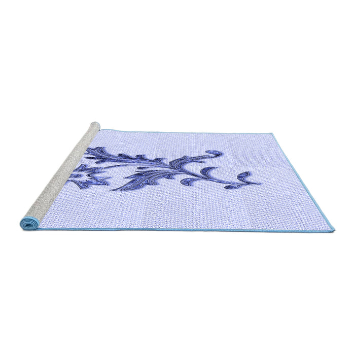 Sideview of Machine Washable Transitional Lavender Blue Rug, wshpat923blu