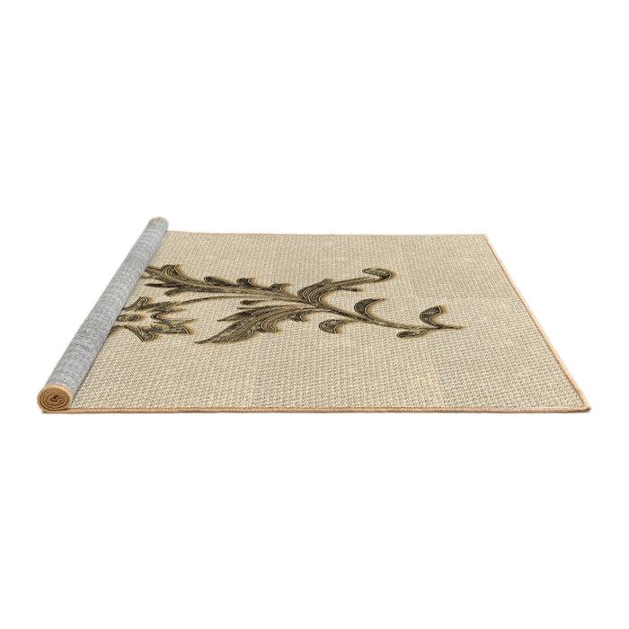 Sideview of Machine Washable Transitional Moccasin Beige Rug, wshpat923brn