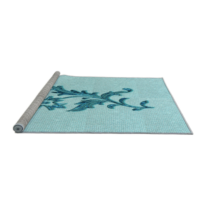 Sideview of Machine Washable Transitional Electric Blue Rug, wshpat923lblu