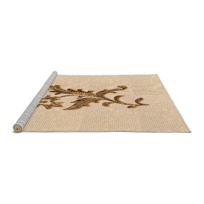 Sideview of Machine Washable Transitional Brown Sand Brown Rug, wshpat923org