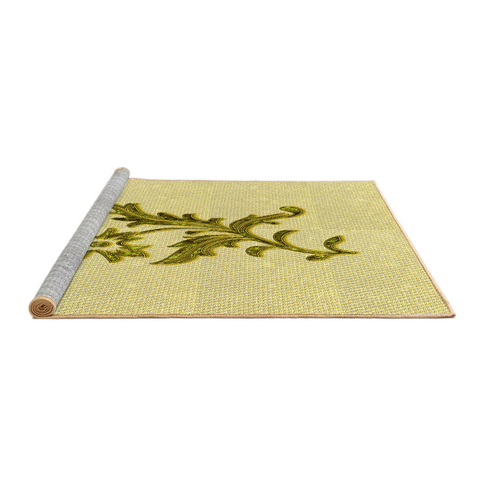 Sideview of Machine Washable Transitional Sun Yellow Rug, wshpat923yw