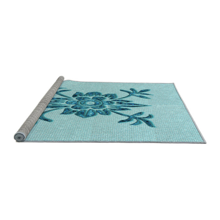Sideview of Machine Washable Transitional Electric Blue Rug, wshpat924lblu
