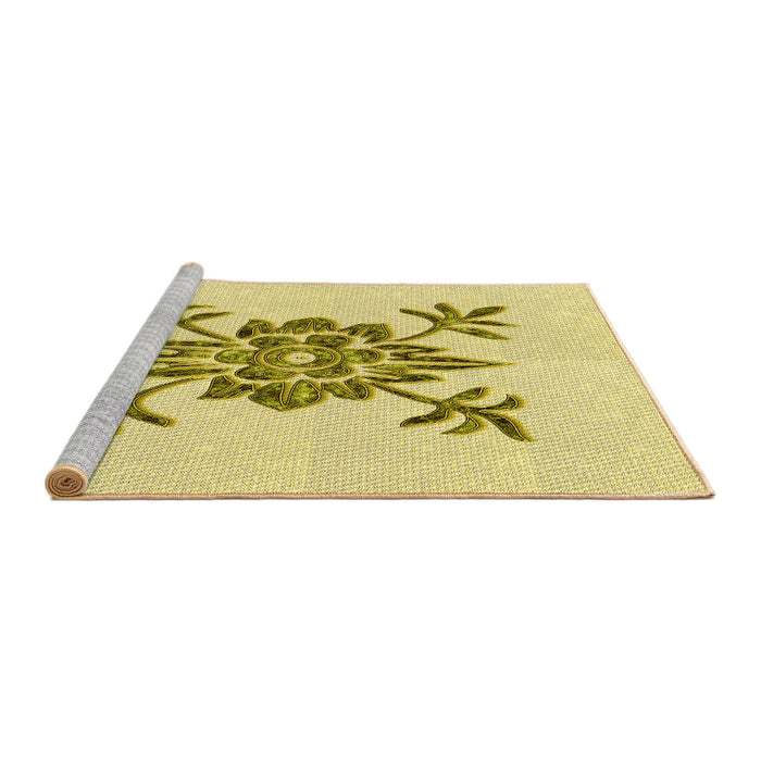 Sideview of Machine Washable Transitional Sun Yellow Rug, wshpat924yw