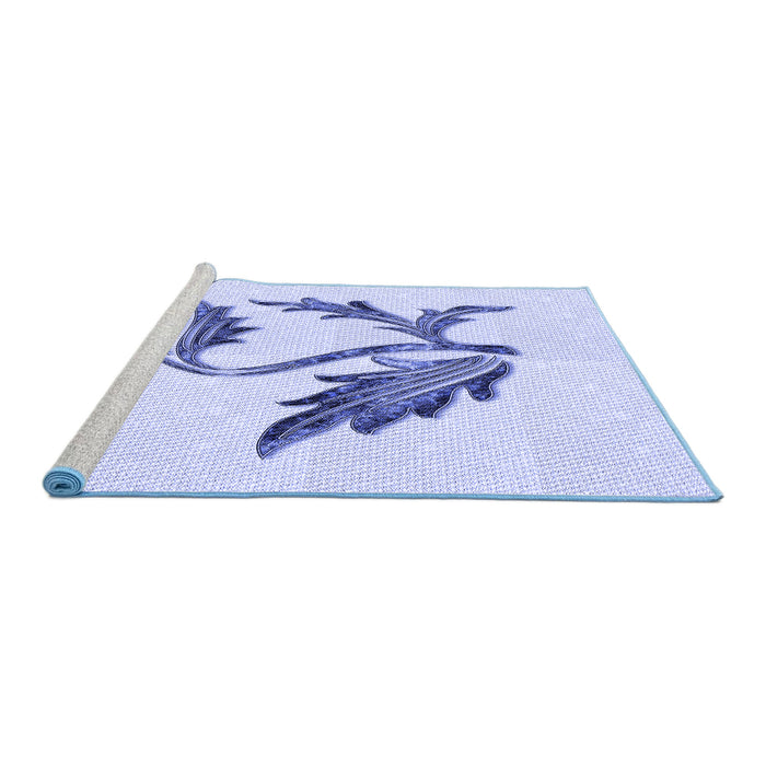 Sideview of Machine Washable Transitional Lavender Blue Rug, wshpat925blu