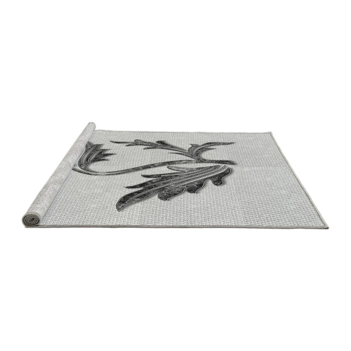 Sideview of Machine Washable Transitional Platinum Gray Rug, wshpat925gry