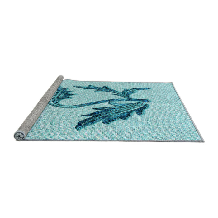 Sideview of Machine Washable Transitional Electric Blue Rug, wshpat925lblu