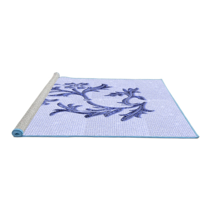Sideview of Machine Washable Transitional Lavender Blue Rug, wshpat926blu