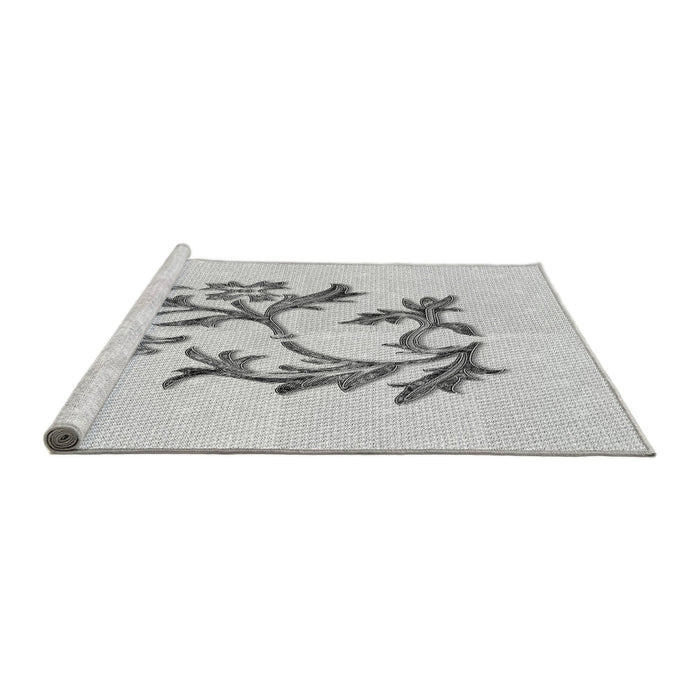 Sideview of Machine Washable Transitional Platinum Gray Rug, wshpat926gry