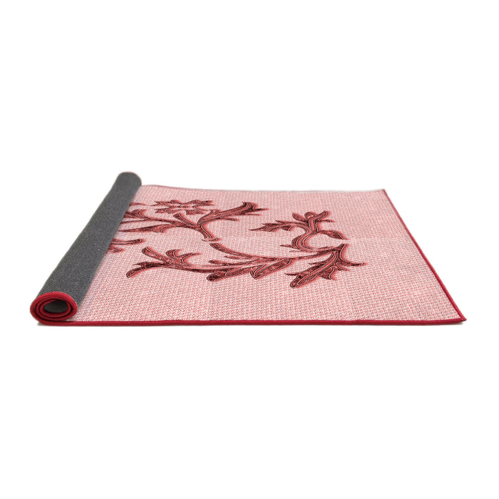 Thickness of Patterned Light Rose Pink Rug, pat926rd