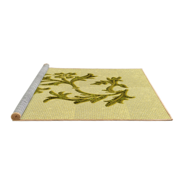 Sideview of Machine Washable Transitional Sun Yellow Rug, wshpat926yw