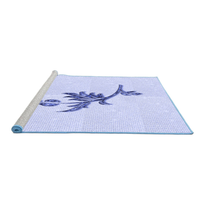 Sideview of Machine Washable Transitional Lavender Blue Rug, wshpat927blu